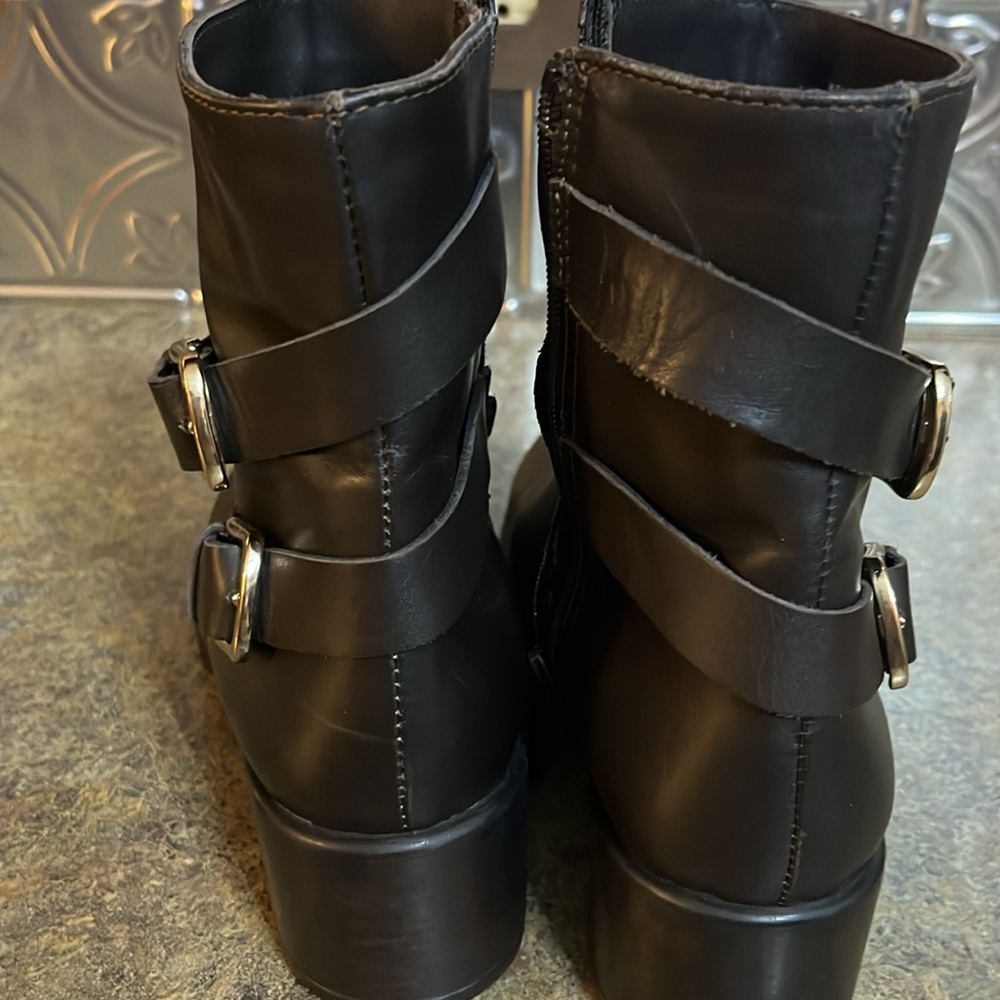 NWT Emanuele‎ Crasto Double Buckle Moto Boots Brown Leather Italy  sz 39/ US 8.0 - Picture 3 of 13